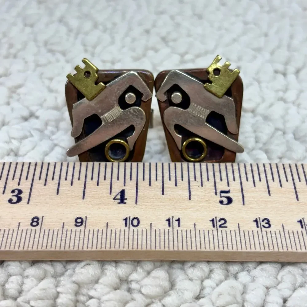 Salvador Teran? Taxco Mexico Running Man Large 1” Men’s Cufflinks VTG Stamped 1